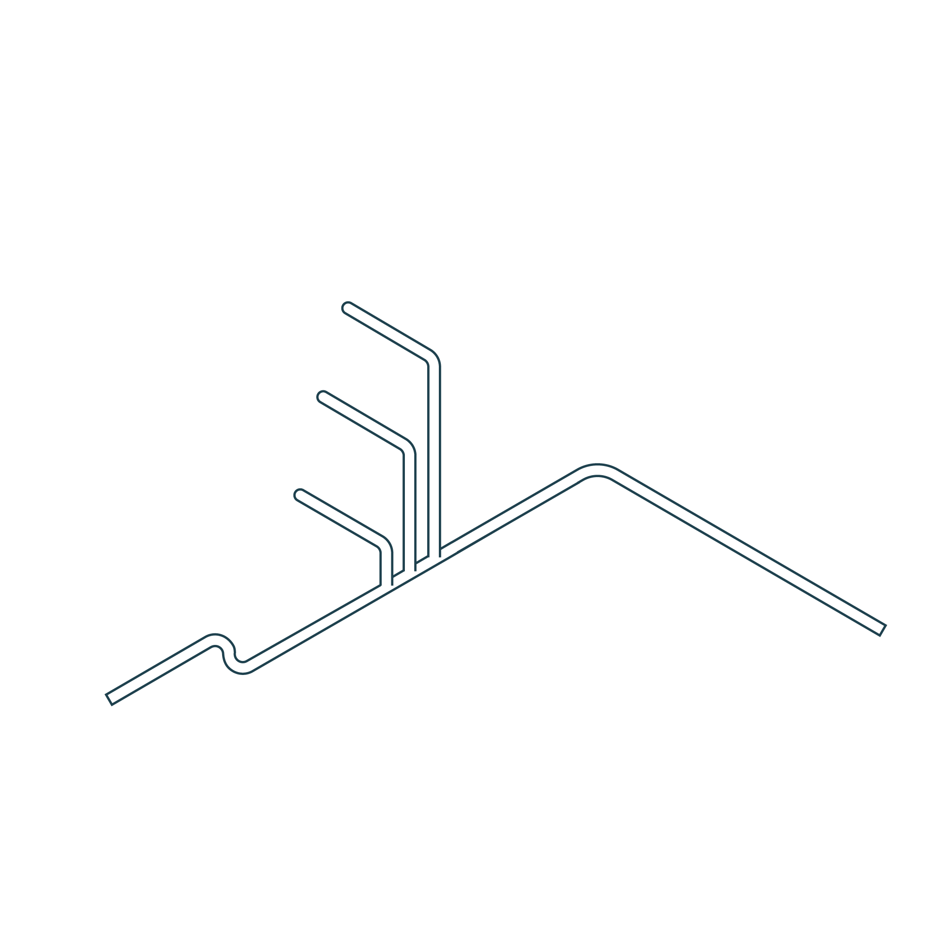 A drawing of stylized pipes flowing symbolizing connectivity